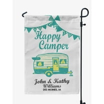 Printtoo White Happy Camper Retro Camp Trailer Personalized Camping Flags For Campers Double SidedFlagCampsiteFlagOutdoor Garden Sign