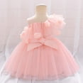 thumbnail image 6 of AUNVITO Baby Sleeveless Off-Shoulder Princess Dress 3D Tulle Christening Gown Party Dress Pure Color Round Neck Formal Attire, 6 of 9