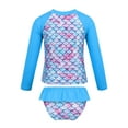 thumbnail image 2 of MSemis Girls Mermaid Swimsuit 2-Pieces Rash Guard Sets Bathing Suit, Size 3T-16 Blue 4, 2 of 5