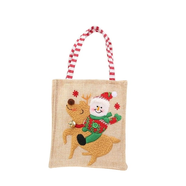 Billuyoard Bolsas de regalo de árbol de Navidad exquisitas de bolsillo de Papá Noel, bolsa de dulces portátil, adornos navideños con asa, gran Kits de decoración para fiestas Muñeco de nieve