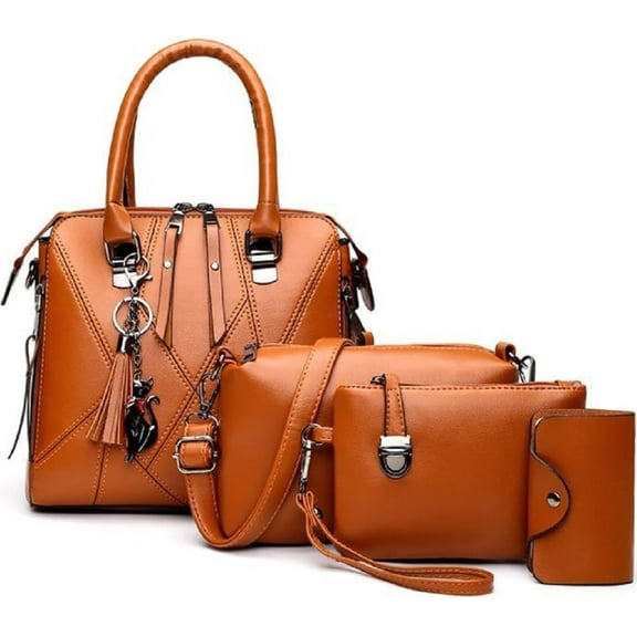 Handbags for Women Fashion Tote Work Bag Shoulder Bag Top Handle Satchel Purse Set 4pcs
