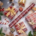 thumbnail image 6 of Sparklane Christmas Red Wrapping Paper Roll, Buffalo Plaid Red for Christmas Winter Holiday Family Gathering, Grid Backing, 17 inches x 32.8 Feet, Mini Roll, 6 of 16