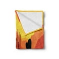 thumbnail image 2 of Arizona Soft Flannel Fleece Throw Blanket, Sunset View Illustration with Mountains Horizon Large Saguaro Cactus Silhouettes, Cozy Plush for Indoor and Outdoor Use, 50" x 60", Multicolor, by Ambesonne, 2 of 5