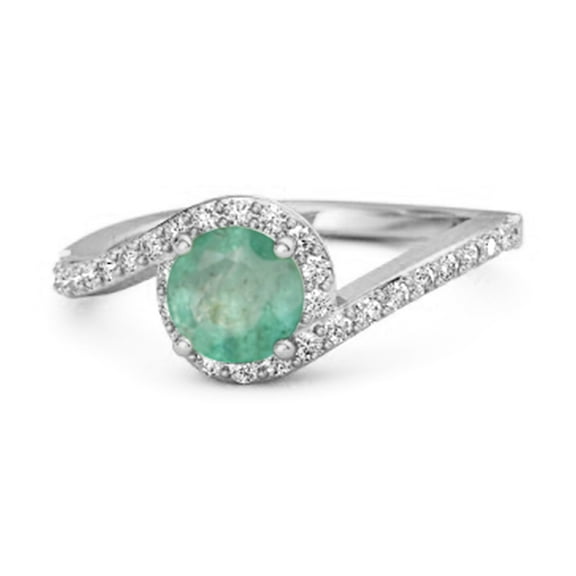 Genuine 0.25 Ctw Emerald 925 Sterling Silver Women Valentines Day Gifts Ring