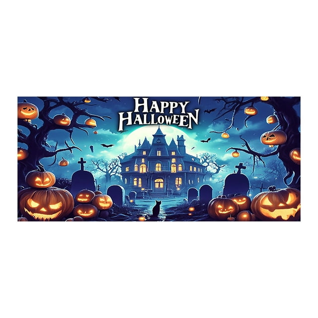 Halloween Garage Banner Weird Decorations Spine Design Cloth Material Large Size Weather Resistant Easy to Install for Halloween Party Noticeable Ominous Atmosphere