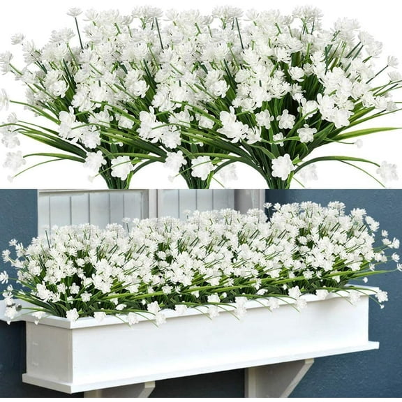 Sinhoon 12pcs Artificial Flowers,Fake Flowers Picks for Office Decorations Floral Arrangements DIY Wreath Holiday Tables Party Home Decor and Home Garden Decoration( White)