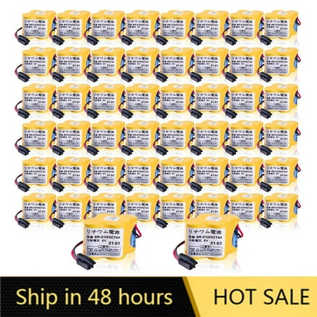 US STOCK 50PCS BR-2/3AGCT4A 6V 4400mah Lithium Battery for FANUC A98L-0031-0025 Black Plug