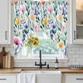 thumbnail image 3 of Swag Valance Curtains for Windows, Flower Leaf Light Filtering Kitchen Curtains with Rod Pocket, Farmhouse Boho Spring Floral Green Pink Window Treatment Valances for Living Room, 28x36 - 2 PCS, 3 of 9