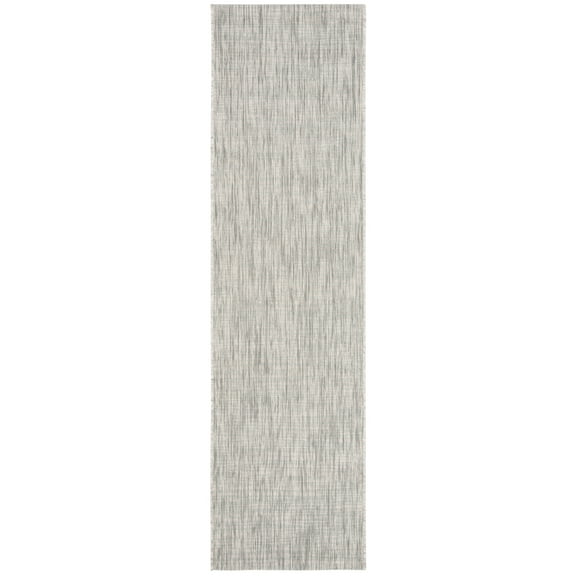 SAFAVIEH Courtyard Samson Solid Indoor/Outdoor Runner Rug, Grey/Turquoise, 2'3" x 10'