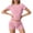 Light Pink, variant on Short Sets for Women Slim Fit Short Sleeve Crewneck Crop T Shirt and Shorts 2 Piece Matching Set Womens Lounge Set