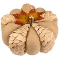 thumbnail image 4 of Northlight Burlap and Wooden Petals Pumpkin Fall Harvest Decoration - 10" - Beige, 4 of 6