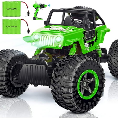 INGQU 1:14 Remote Control Car 4WD Off Road Monster Trucks with Head Lights 2.4Ghz Rock Crawler Electric Hobby Toy for Kids Girls Boys