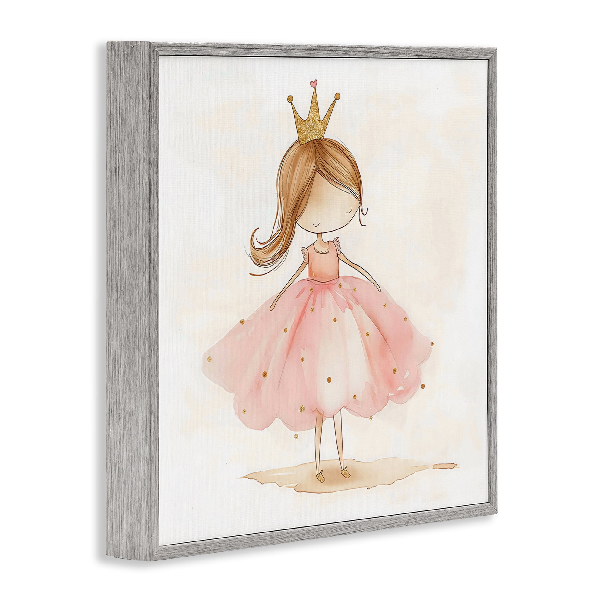 Stupell Industries Little Princess with Crown Gray Framed Giclee Art, design by Creative Studio