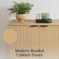 thumbnail image 4 of 55-Inch Modern 4-Door Sideboard Storage Cabinet with Reed Panels, Natural Finish, 4 of 7