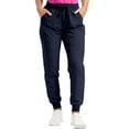 thumbnail image 2 of RXIRUCGD Women's High Waisted Drawstring Wide Leg Ankle Strap With Pocket Work Pants, Navy, Size: L, 2 of 7
