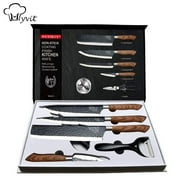 Myvit Kitchen Chef Knife Knives Set Stainless Steel Scissors Slicer Knife Peeler Nakiri Knife 6Pcs Set with Gift Case