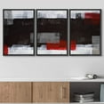 thumbnail image 3 of wall26 Framed Canvas Print Wall Art Set Grunge Black, Red &amp; Gray Color Blocks Abstract Shapes Illustrations Modern Art Chic Colorful Ultra for Living Room, Bedroom, Office - 16"x24"x3 B, 3 of 5