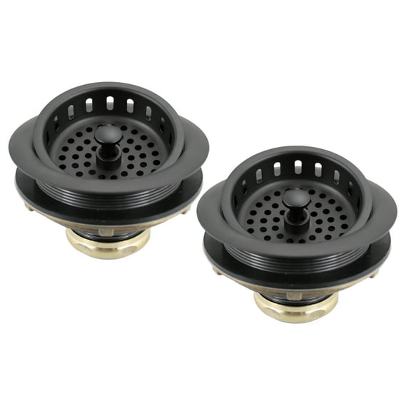 Westbrass 3-1/2" Post Style Kitchen Sink Basket Strainer, Oil Rubbed Bronze (2-Pack)