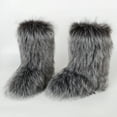 thumbnail image 2 of Gegefur Women's Faux fur Boot Furry Fluffy Short Snow Boot Mid-Calf Boots Warm Comfortable Outdoor Flat Shoes, 2 of 4