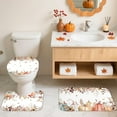 thumbnail image 4 of 4Pcs Fall Shower Curtain Set Autumn Fallen Leaves Pumpkin Shower Curtain Set with Non-Slip Washable Bath Rugs, Toilet Lid Cover for Fall Bathroom Decor Bathroom Decor Accessory, 4 of 6