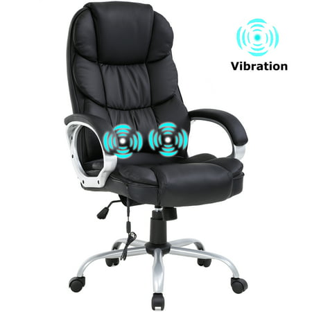 Home Office Chair Massage Desk Chair Ergonomic Computer Chair with Lumbar Support Headrest Armrest High Back Task Chair Rolling Swivel PU Leather Executive Chair for Women Adults,