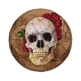 thumbnail image 2 of DouZhe Waterproof Spare Tire Cover, Vintage Map Rose Skull Prints Adjustable Wheel Covers Fit for Jeep Trailer RV SUV Car, 15 inch, 2 of 7