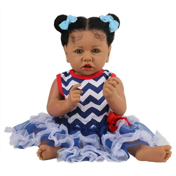 HOOMAI Lifelike Reborn Baby Dolls with Soft Body African American Realistic Girl Doll 22.8 Inch Best Birthday Gift Set