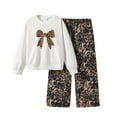 thumbnail image 2 of Tfken Outfit Set For Children Girls Cute Crew Neck Long Sleeve Leopard Print Sweatshirt Pants Fashion Brown Outfit Set Size 11-12 Years, 2 of 9