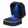 thumbnail image 3 of AVESON Caja de Anillo de Lujo, Caja de Anillo de Boda Cuadrada de Terciopelo Caja de Regalo de joyería con luz LED para Propuesta de Compromiso de Boda, Negro, 3 of 5