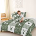 thumbnail image 4 of Castle Fairy Wood Grain Moose Queen Comforter Set 3 Pieces,Geometric Plaid Comforter Sets Queen,Sage Off White,Grey Reversible,1 Comforter and 2 Pillowcases, 4 of 6