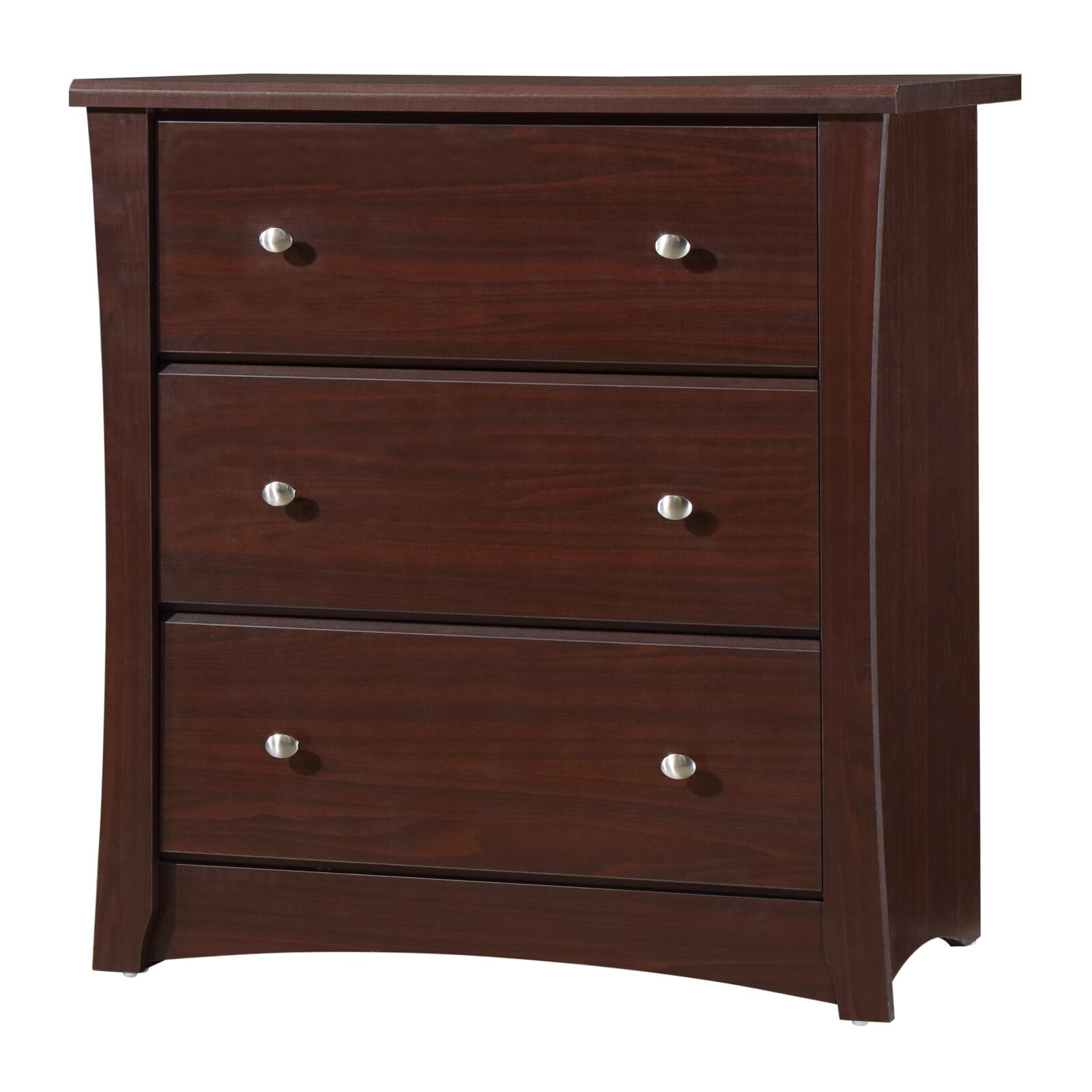 3 Drawer Chest, Drawer Glide Mechanism Roller Glides, Material Solid