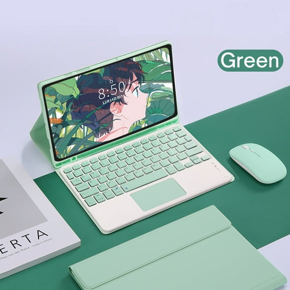 Case Keyboard For Samsung Tab S6 Lite A7 A8 10.5" A9+ S7 S8 S9 FE 11" S7 FE S8 S9 Plus 12.4" S9 Ultra Tablet Cover With Pen Slot Green D S6 Lite 10.4inch