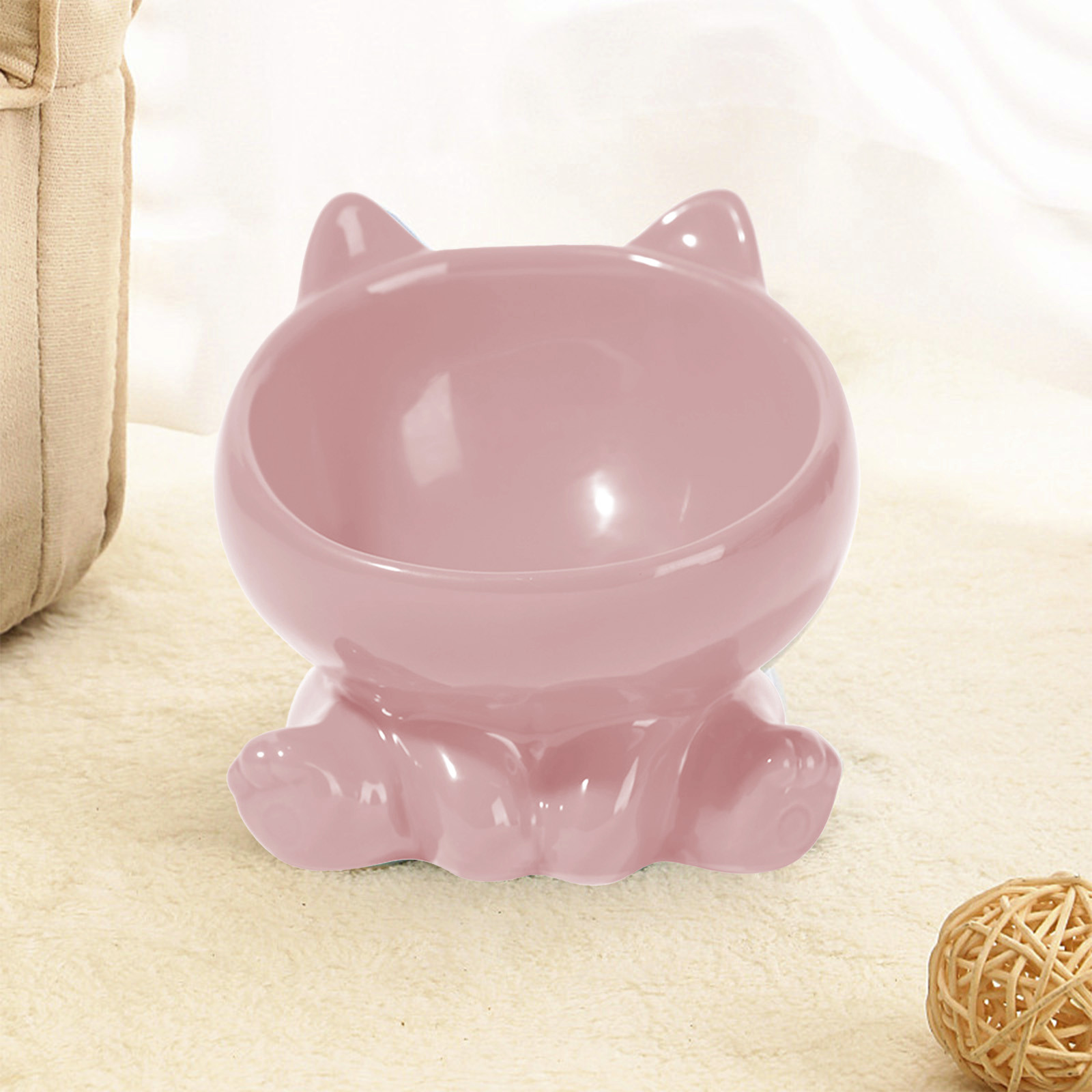 Lunxisen 2 Pcs Elevated Cat Food Bowl, Ceramic Raised and Tilted Water Bowl, Anti Vomiting and Protect Pets' Spines Dishes for Small Dog, Fat Faced Cat, Kitten