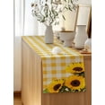 thumbnail image 5 of Table Runner 60 Inches Long for Kitchen Dining, Spring Sunflowers Dresser Scarf Farmhouse, Dining Table Decorations for Wedding/Parties, Yellow White Plaid Farmhouse Rustic 13 x 60 In, 5 of 8