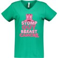 thumbnail image 3 of Inktastic Stomp Out Breast Cancer with Pink Cowgirl Boots Women's V-Neck T-Shirt, 3 of 5