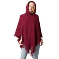 thumbnail image 5 of comerut Women Autumn Cape Tassel Loose Knitting Solid Color Irregular Hem Warm Hooded Bohemia Fringed Lady Cloak for Work, 5 of 8