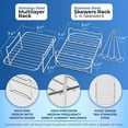 thumbnail image 4 of 2Pcs Air Fryer Rack Multifunction Stainless steel Air Fryer Rack with 4 Barbecue Sticks for Double Basket Grilling Rack Cooking Rack, 4 of 9