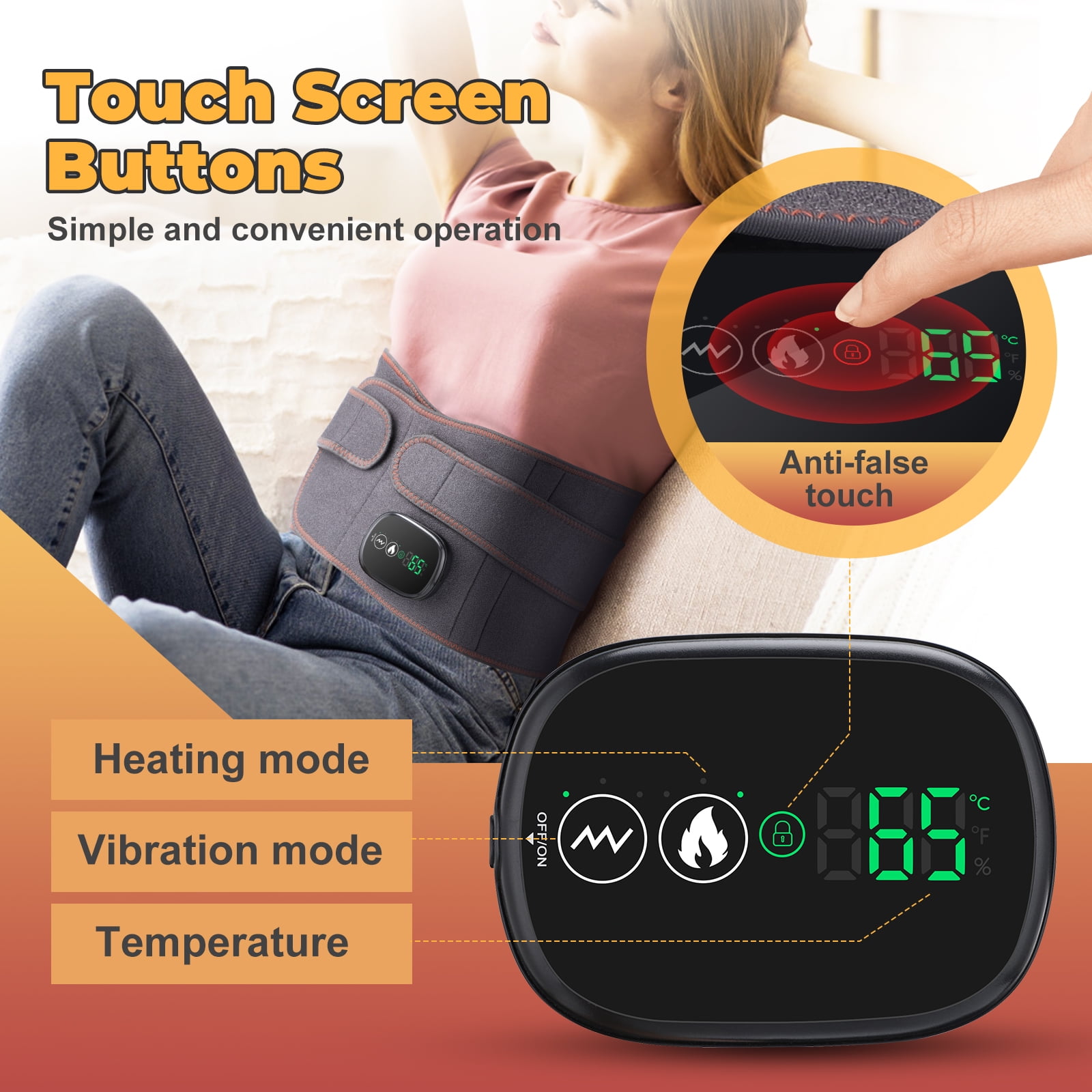 Cordless Heating Pad for Back Relief, Portable Lower Back Massager with 3 Heat 5 Vibration, 5000mAh Heated Back Brace Heating Pad for Cramps, Gifts for Women Men Mom Dad