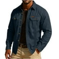 thumbnail image 2 of qolati Mens Lightweight Jackets Long Sleeve Button Down Shirts Casual Windbreaker Cargo Jacket Vintage Fall Western Cowboy Shackets with Pockets Sizes S-2XL, 2 of 5