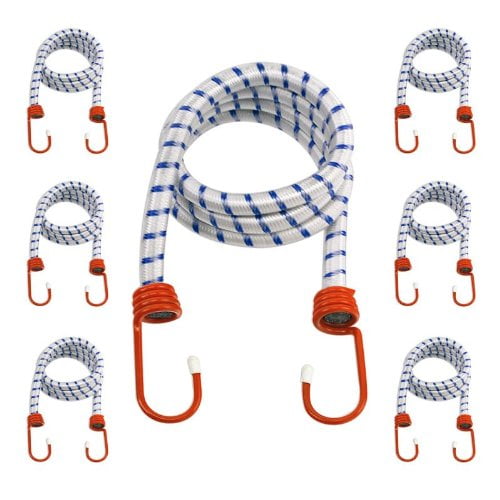 6Pack Heavy Duty 48" Bungee Cords 1/2Inch Diameter Cord Coated Steel Hooks, Six big bungee