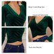 thumbnail image 5 of Pure Color Tops, Elegant Wrap V Neck Tops Stylish Soft  For Christmas Party For Women ANGGREK Verde Negro S, 5 of 5