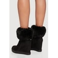 thumbnail image 3 of Women's Faux Fur Cuff Almond Toe Wedge Booties, 3 of 3
