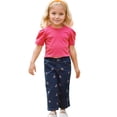 thumbnail image 4 of Tiweut Outfits for Girls Puff Sleeve Tee and Jeans Kids Elegant Bow Clothes Set,4 Y, 4 of 8