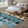thumbnail image 4 of Light Blue Brown Area Rugs 5'x8', Washable Small Throw Rugs for Classroom Bedroom, Rustic Farmhouse Dog Paw Vintage Indoor Outdoor Rug Non-Slip Low Pile Carpet Runner Reversible Floor Mats, 4 of 8