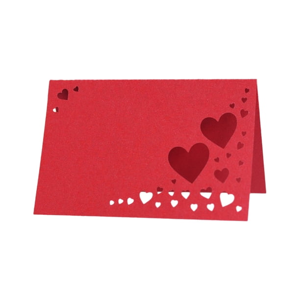 Bearachild 50 piezas de tarjetas personalizables con nombre hueco en el corazón para cualquier ocasión, papel de aplicación amplia Kits de decoración para fiestas rojo
