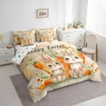 thumbnail image 4 of Feelyou Cute Cartoon Rabbit Twin Bedding Sets 7-Piece for Kid, Kawaii Orange Carrot Bedding Comforter Set, Happy Easter Theme Reversible Sheet Sets, Ultra Soft Bedroom Decor, 4 of 9