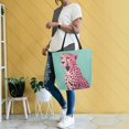 thumbnail image 4 of FORMRS Womens Canvas Tote Bag with Zipper Inner Pocket Shoulder Handbag, Big Pink Cheetah, 4 of 7