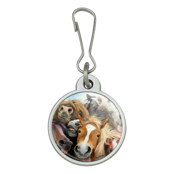 Horses Selfie Jacket Handbag Purse Luggage Backpack Zipper Pull Charm