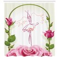 thumbnail image 3 of Ambesonne Feminine Shower Curtain, Dancing Ballerina Line Art, 69"Wx70"L, Pink Green Grey Yellow, 3 of 3