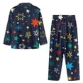 thumbnail image 4 of Suhoaziia Women Nightwear Pajama Sets Star Pattern Comfortable Snug-Fit 2 Packs Button-Down Loungewear Crew Neck Jogger Loose Sleep Set Size 4XL Long Pant with Pocket Shirt, 4 of 6